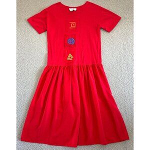 Vintage Sharon Anthony Dress‎ Midi Swing Trapeze Tent Embroidered Satin